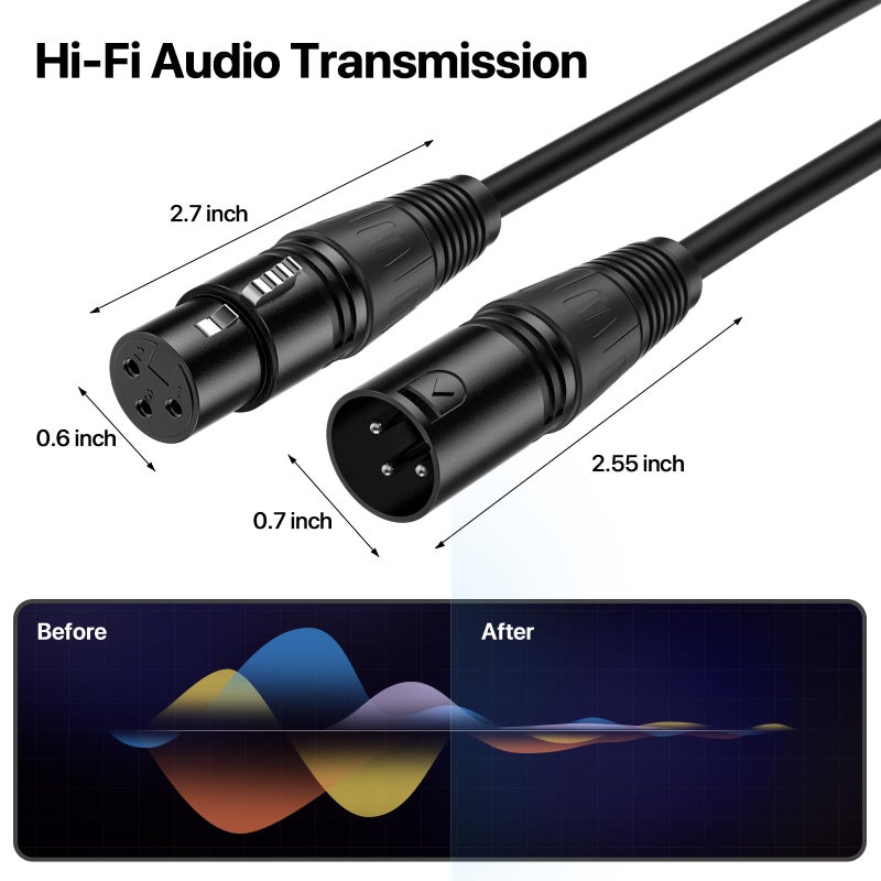 EBXYA كابل EBXYA XLR بطول 3 قدم 4 حزمة، كابلات ميكروفون XLR ذكر إلى أنثى متميزة 3 دبابيس، كابلات DMX512 للإضاءة متوافقة مع مكبرات الصوت، الخلاط، إضاءة المسرح - Image 5